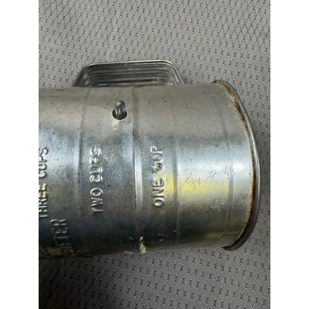 Vintage Bromwell's Measuring Hand Crank 3 Cup Metal Baking Sifter Collector Item